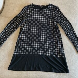 JJill Women’s S Black and White Geometric Long Sleeve Top